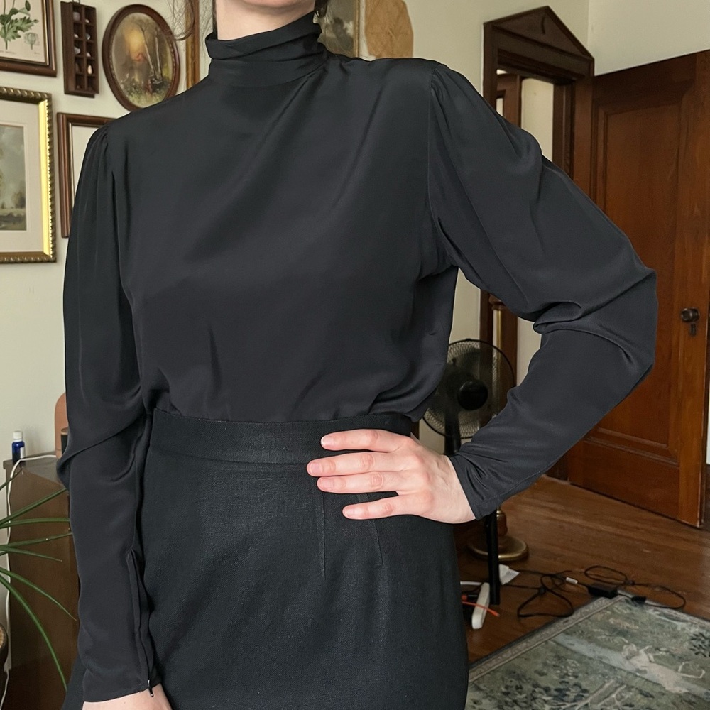 SOLD Elegant Black Long Sleeve Blouse